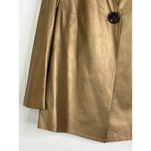 Lafayette 148 New York Lightweight 100% Leather Gold/Bronze Jacket Size 12 - Picture 3 of 8